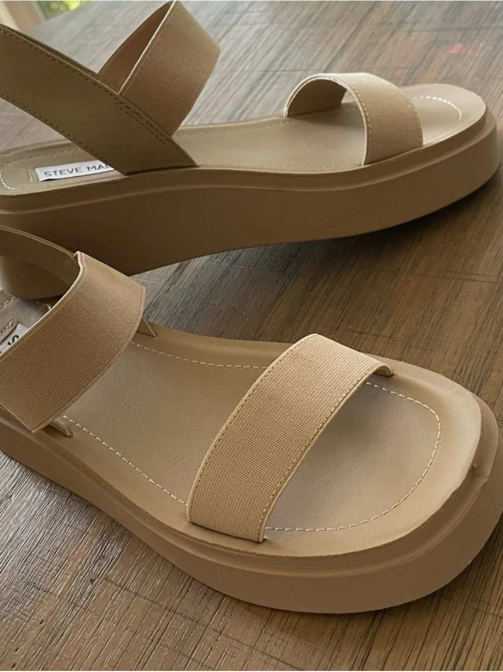 Steve Madden Neutral Beige Platform Slingback Sandals